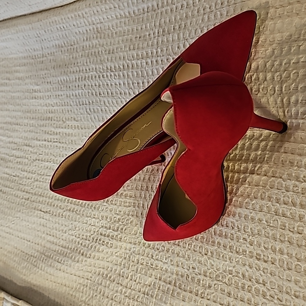 **New Jessica Simpon Red Faux Suede Heels